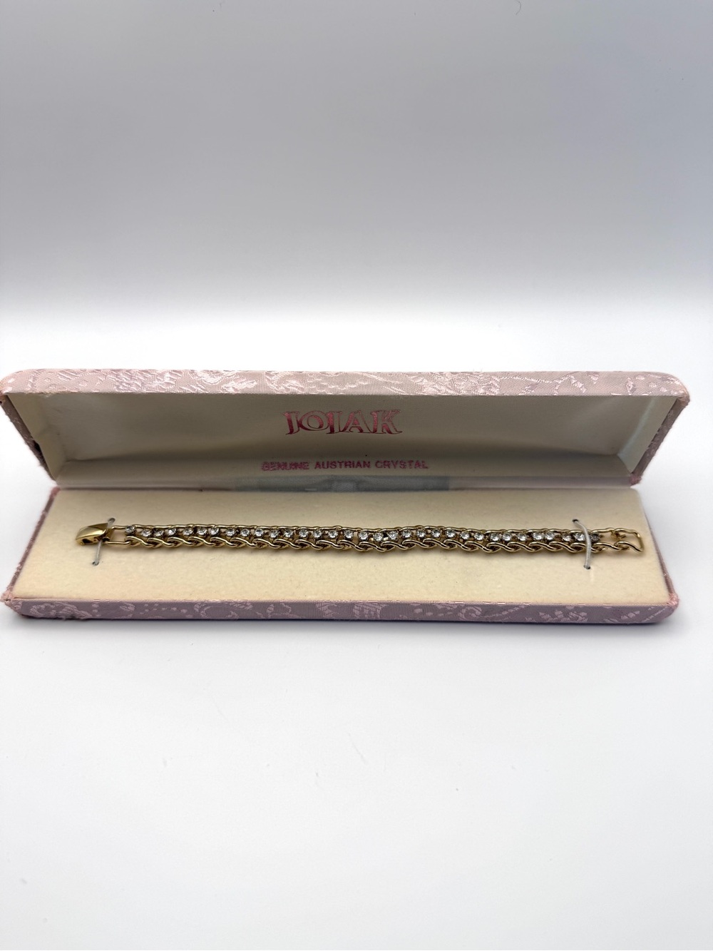 Jojak Gold Tennis Bracelet with Austrian Crystals Vintage 7" with Box